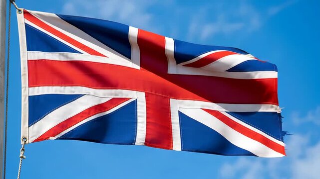 4K Seamless Loop Union Jack Flag Waving Realistic UK Flag Animation Background