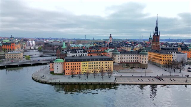 Aerial view of Stockholm old historic district Gamla stan