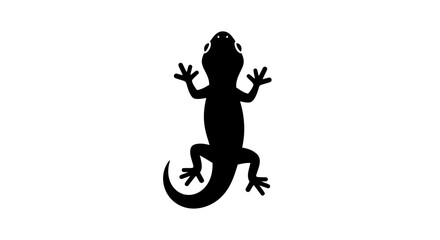 Lizard silhouette stands as a bold black vector icon representing reptiles and wildlife biology for educational designs. © Berkah