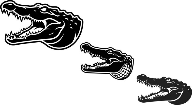 Crocodile Head Graphics Set in Various Styles
