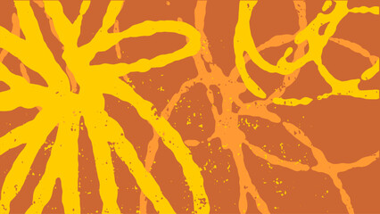 Bright yellow abstract summer background with hand drawn graffiti doodle lines. Vibrant artistic texture for modern seasonal branding and creative banner design. © dirtyfellas