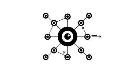 Fototapeta premium Abstract Eye Network Connection, Digital Technology, Data Flow Concept