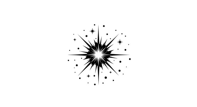 Black Starburst Silhouette on White Background