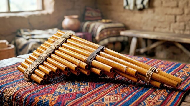 Wooden Pan Flute in Rustic Multicultural Interior Decor Wooden Pan Flute Ethnic Interior Decor Rustic Home Furnishings