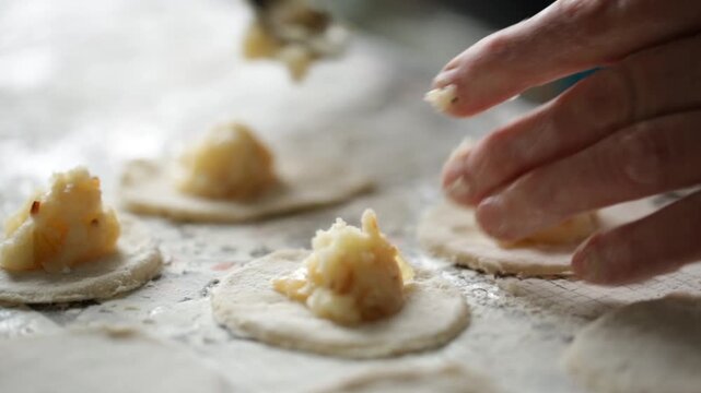 Cooking potato dumplings at home, home cooking