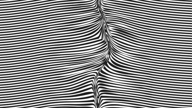 A striped texture with horizontal lines and a seam that writhes like a snake or worm.
