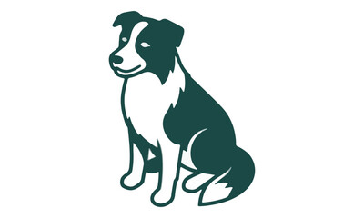 Obraz premium Border Collie Dog Illustration Sitting on White Background