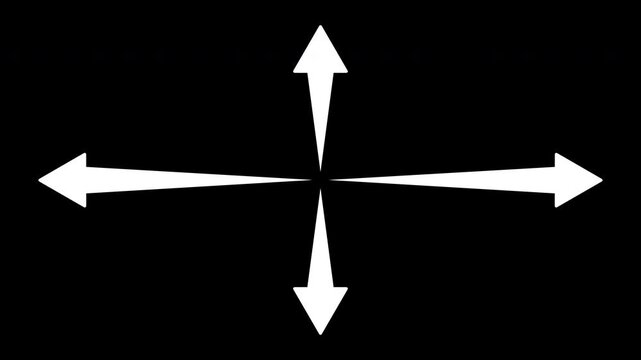 Four Arrows Extending from Center Toward Four Edges in Cross Shape