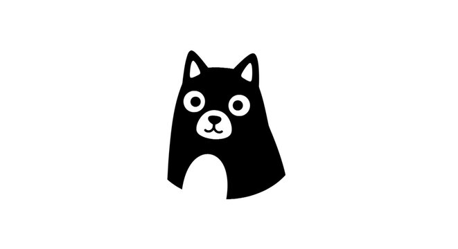 Black dog face cartoon character.