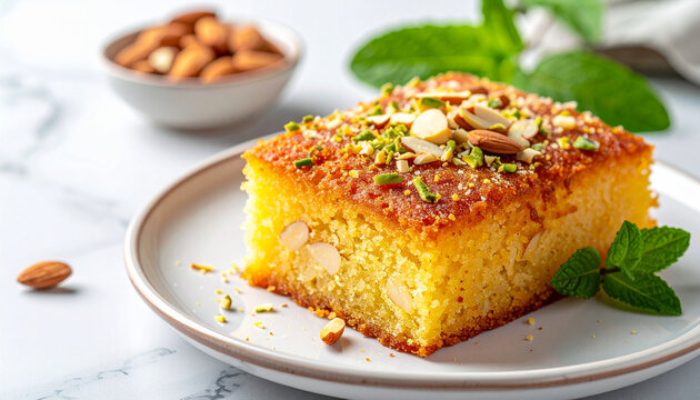 Moist Golden Semolina Almond Cake
