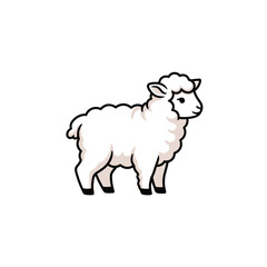 Obraz premium Cute Sheep Standing In White Woolly Coat