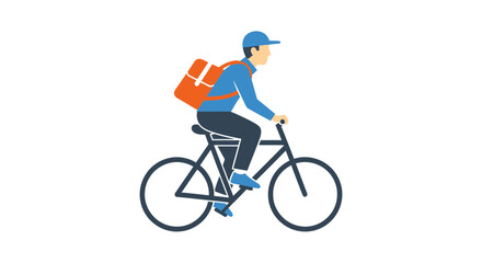 Fototapeta premium Man riding bicycle with food delivery.