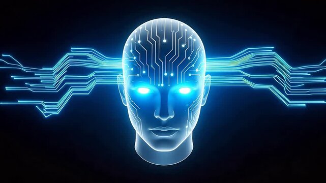 Human head with circuit patterns