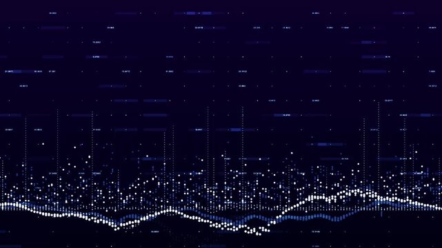 Digital Business Data Wave Background.Abstract glowing dot graph and financial numbers for corporate tech visuals.Video effect for video editing.