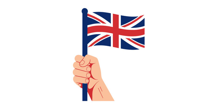 Hand Holding Union Jack Flag, British Symbol of National Pride and Patriotism