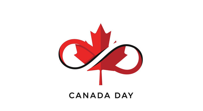 Canada Day maple leaf infinity symbol logo design.