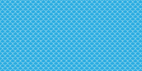 simple white fish scale pattern on blue for banner poster background. © kowsar