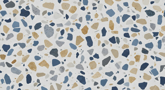 Seamless pattern of multicolored terrazzo stone chips