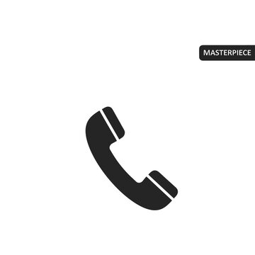 Black Telephone Handset Device Icon.