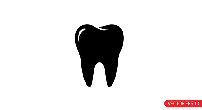 Black Tooth Dental Illustration Icon.
