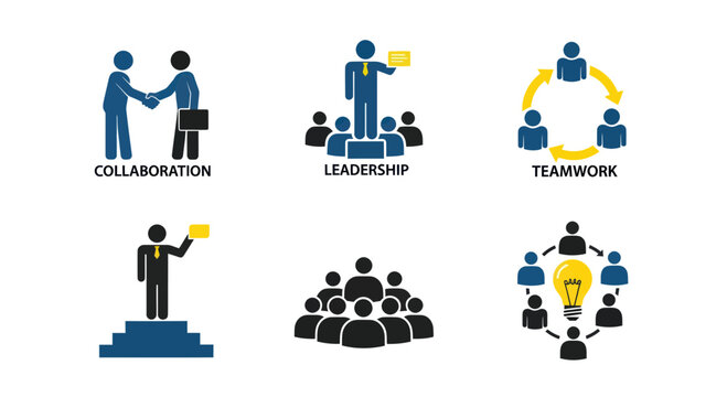 Business Icons: Collaboration, Leadership, Teamwork, Success, Ideas
