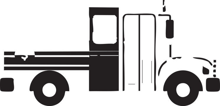 Tow truck, flatbed truck, vehicle silhouette, black truck, transportation icon