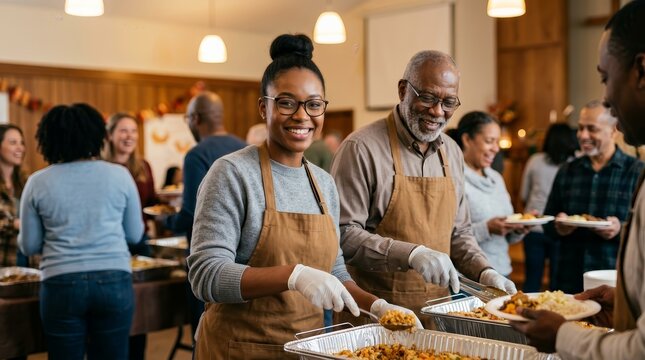 Volunteers from a church parish community extending love and support through outreach.
