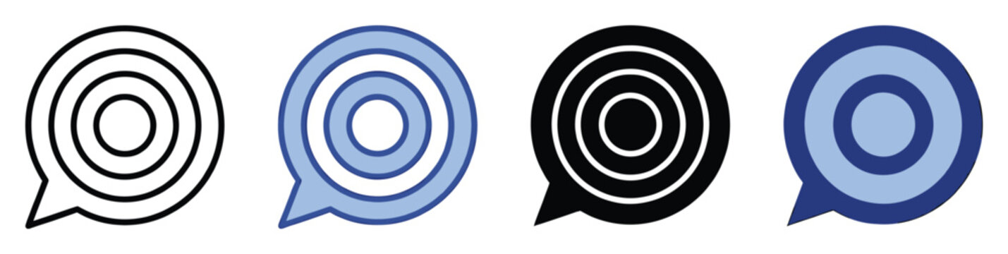 Speech bubble icon with concentric circles for communication and target graphics