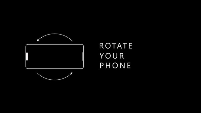 Please Rotate Your Phone. Turn you Hearthstone and rotate device screen animation on black transparent background with alpha channel. Rotate your phone horizontal to vertical orientation