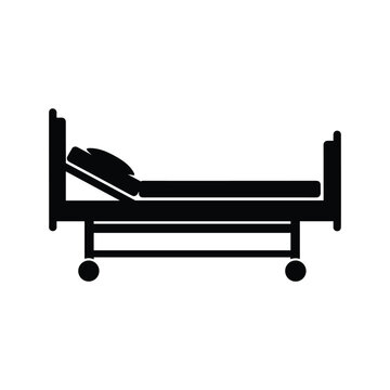 Hospital bed illustration vector silhouette medical equipment for patient care design.