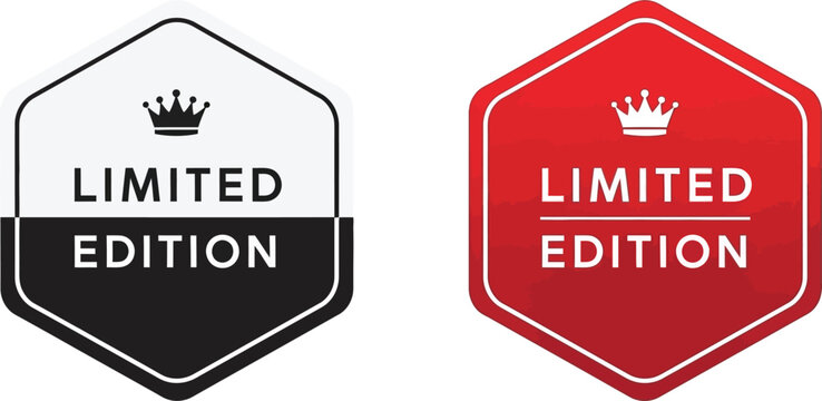 Limited edition badges, black and white, red label sticker exclusive