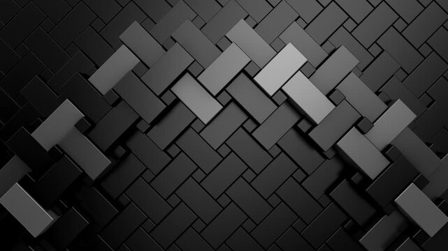 Geometric Shapes Form a Wave. Abstract motion, two color, 3d rendering, 4k resolution
