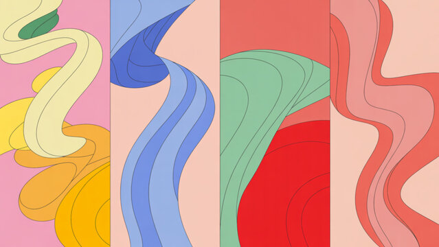 Modern dynamic wavy design banners set with vibrant abstract shapes for celebration ads social media graphics sale flyers and promotional background use