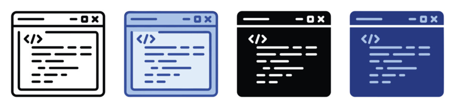 Programming code editor interface icon illustrating software development concepts for digital applications