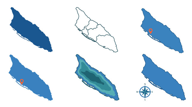Vector maps of Aruba island showcasing various geographical and navigational representations.