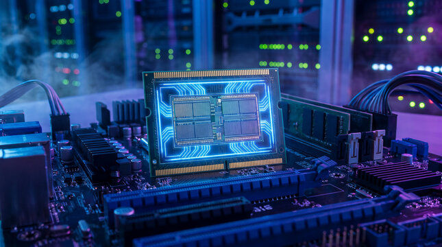 Futuristic AI DRAM Memory Chip Technology Concept