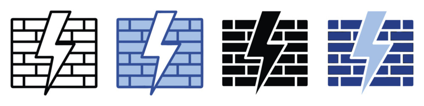 Strong firewall security icon for digital network protection and swift cyber defense applications