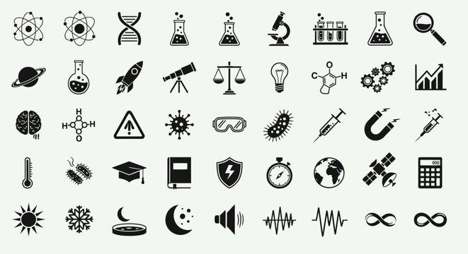 Science and technology icons set.