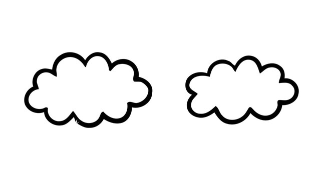 Two fluffy cloud outlines on a white background, simple and clean design