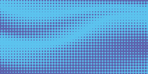 Fototapeta premium Purple and blue pop art retro background with halftone dotted design in comic style