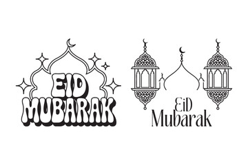 Fototapeta premium Beautiful Poster Element With Detailed Lantern Art For Eid Mubarak.