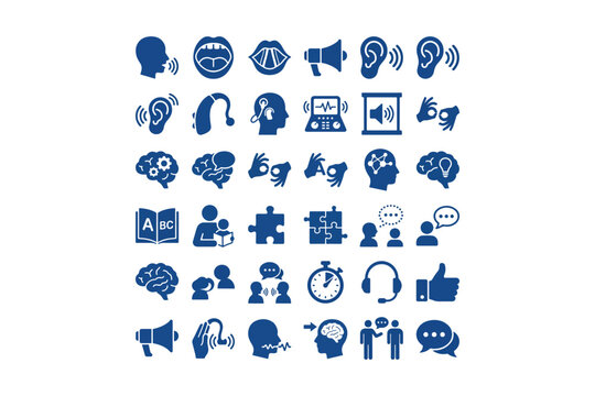 Technology and Communication Blue Icon Set Collection
