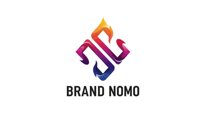 Brand Nomo colorful flame logo symbol.