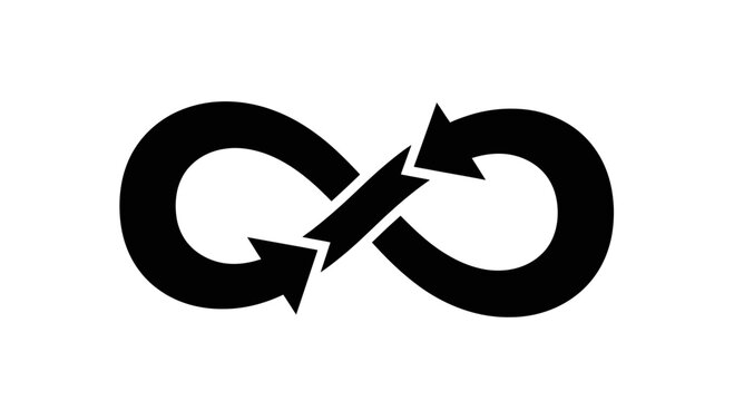 Infinity loop symbol with arrows, concept of endless cycle