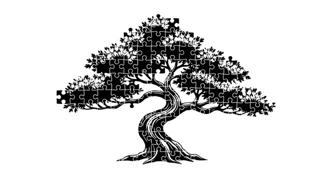 Jigsaw Puzzle Tree Silhouette