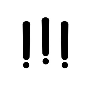 exclamation mark icon, symbol, sign isolated on transparant background. 