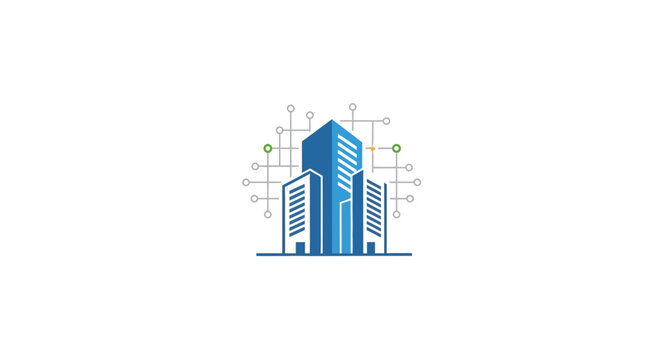 Modern Blue Skyscraper Building Design.