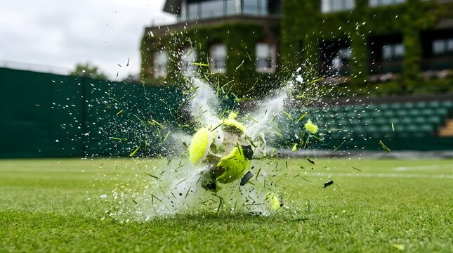 Tennis Player in Action on Green Court