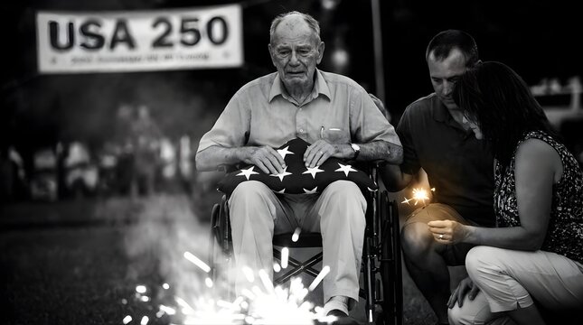 Elderly Man Celebration with Family in USA