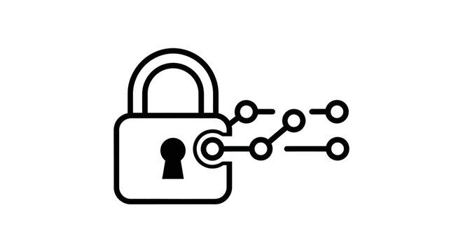 Digital Lock Icon with Circuit Board Connection for Cybersecurity and Data Protection